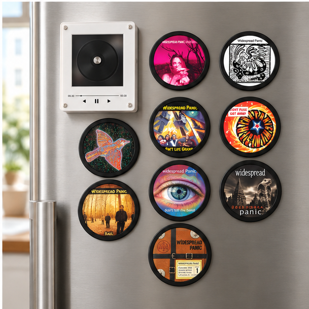 Widespread Panic MagTune Magnetic Music Player Set - Mini Vinyl Album Discs Frame Display - Jam Band Fan Unique Gift Idea