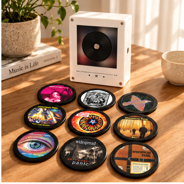 Widespread Panic MagTune Magnetic Music Player Set - Mini Vinyl Album Discs Frame Display - Jam Band Fan Unique Gift Idea