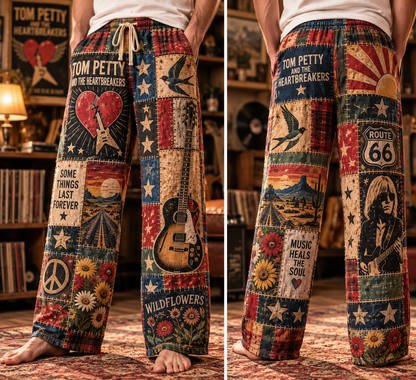Tom Petty and the Heartbreakers Pajama Pants - Christmas Holiday Lounge Pants, Classic Rock Fan Sleepwear & Gift for Men